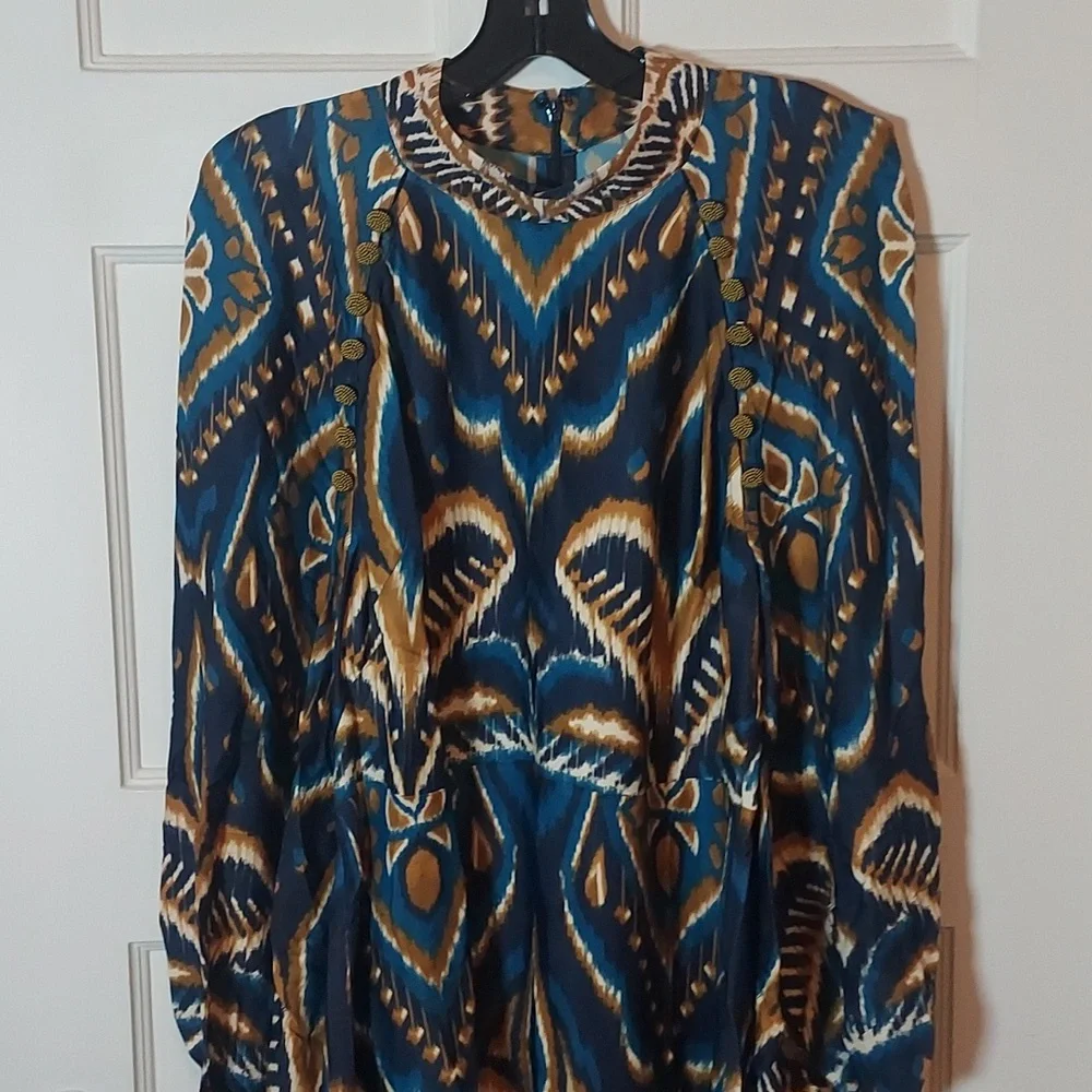 FARM Rio Women's Pineapple Ikat Raglan Sleeve Mini Dress Size Large - Picture 7 of 16